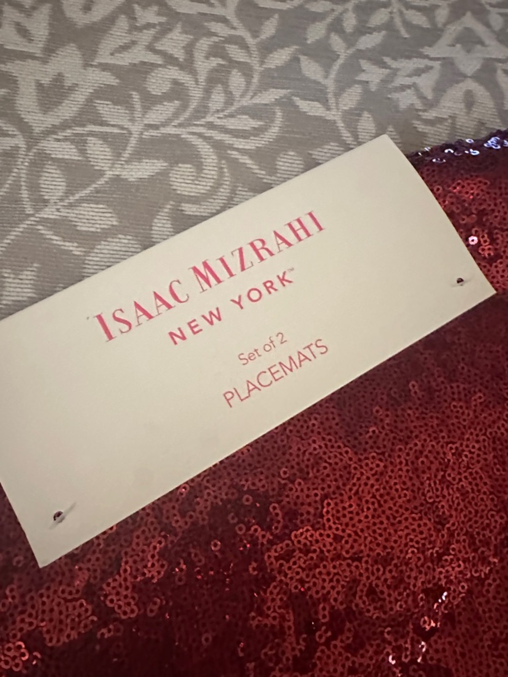 Isaac Mizrahi Red Sequin Lip-Shaped Placemats - Picture 2 of 3